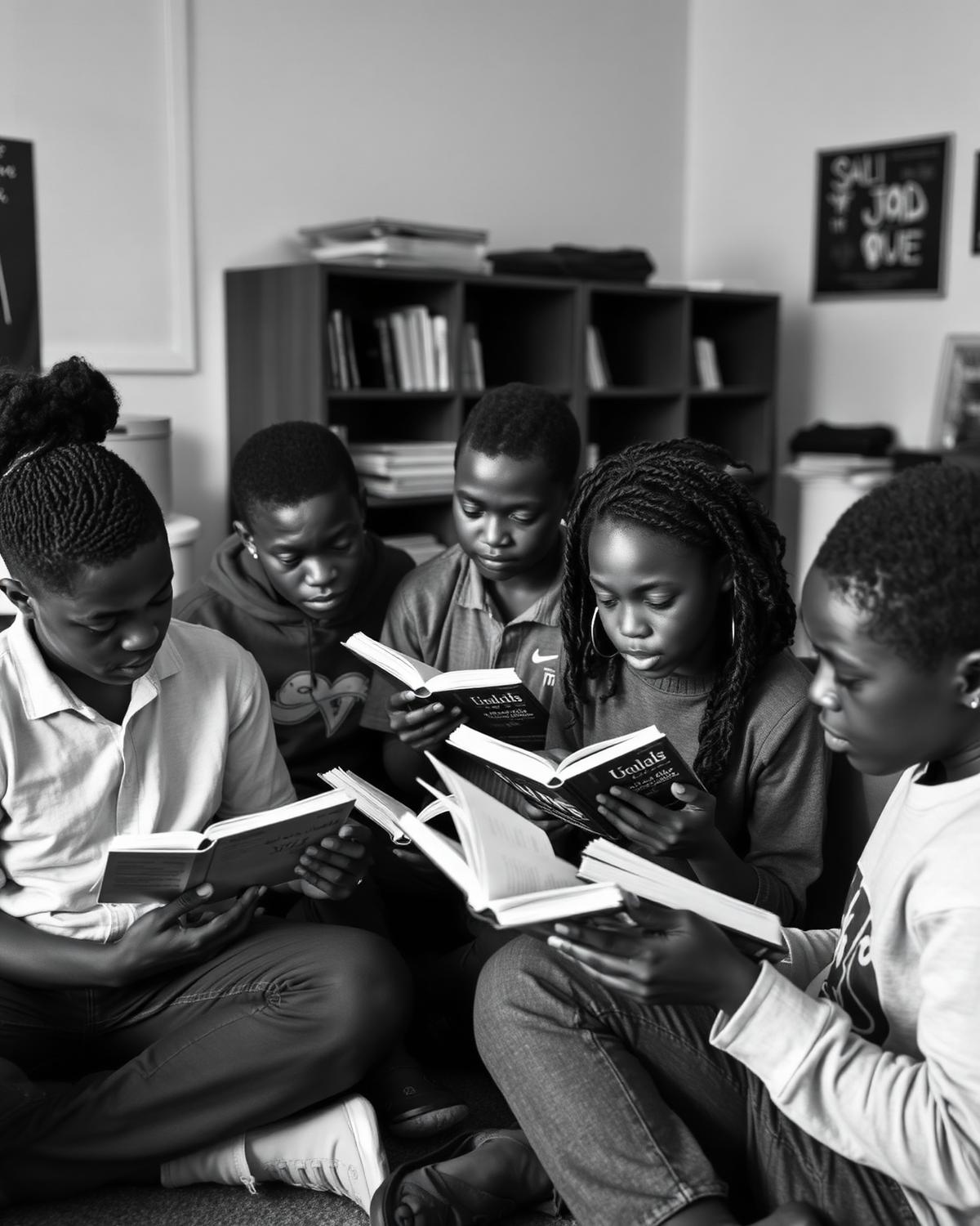 Youth reading books together