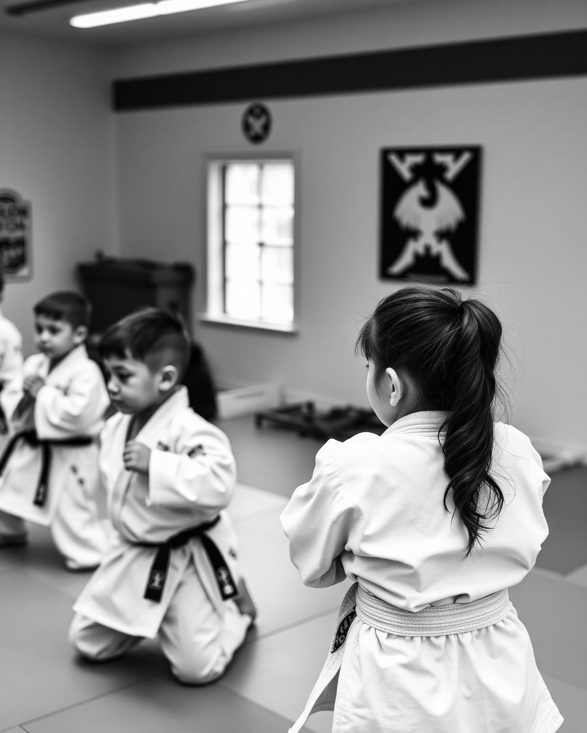 Children training in martial arts